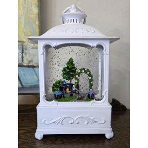 QVC‎ Illuminated Glitter Globe Lantern Summer Park Scene Hanging Freestanding